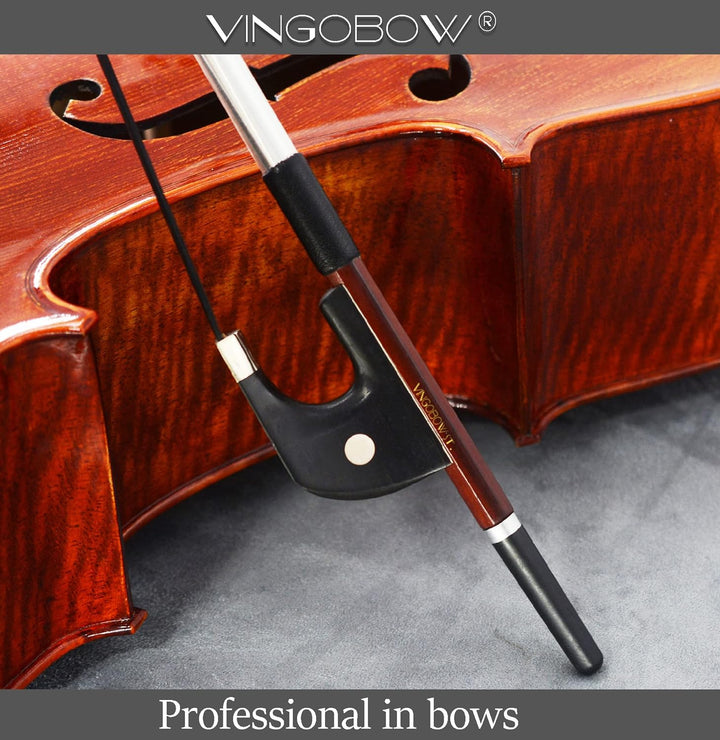 VINGOBOW neues Brasilienholz Deutsches Modell aufrecht Kontrabassbogen Schwarzes Rosshaar 1/4 Grösse