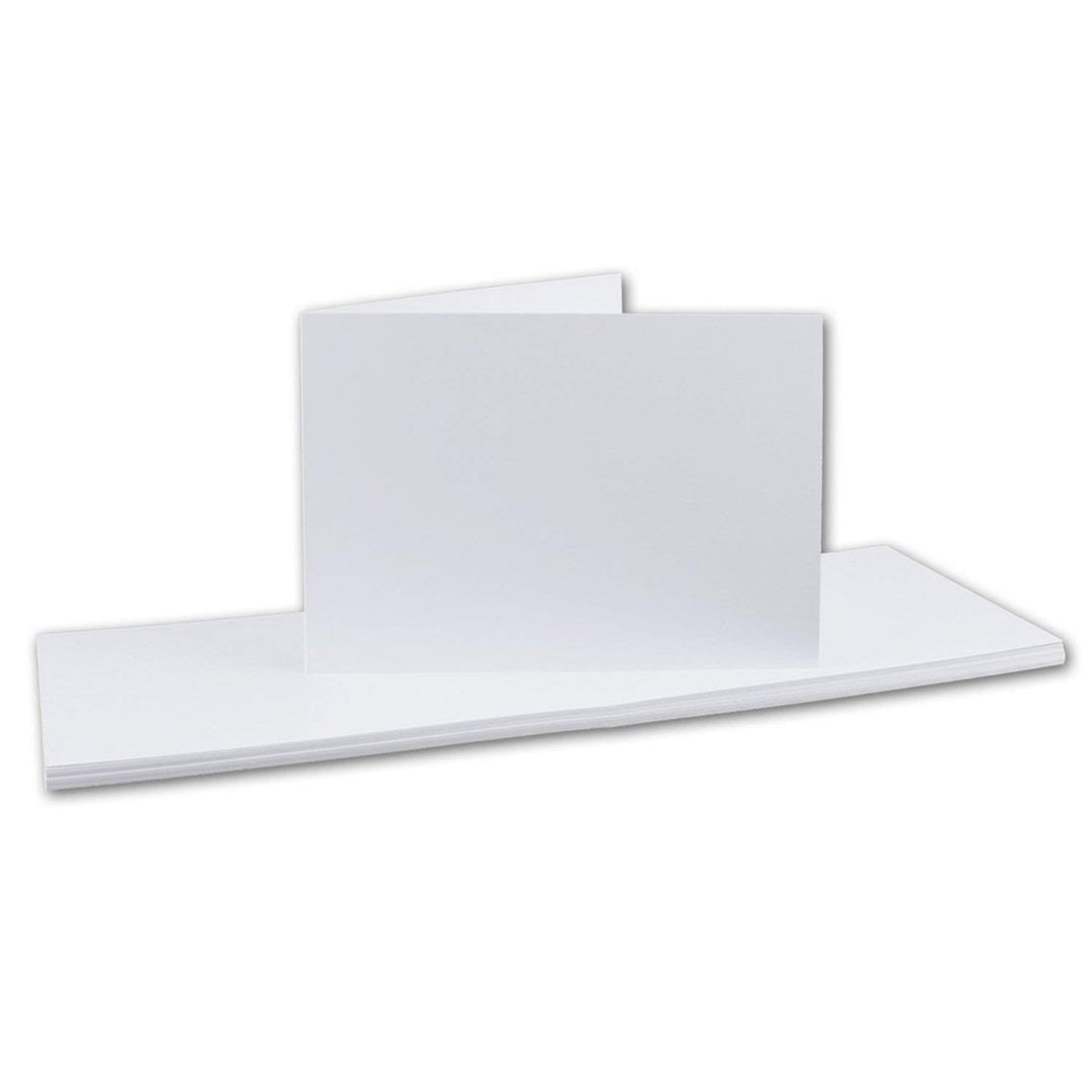 100x Falt-Karten DIN A6 Langdoppel-Karten - Hochweiss -10,5 x 14,8 cm - blanko quer-doppelte Faltkar
