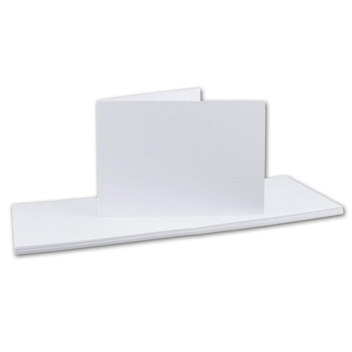 100x Falt-Karten DIN A6 Langdoppel-Karten - Hochweiss -10,5 x 14,8 cm - blanko quer-doppelte Faltkar