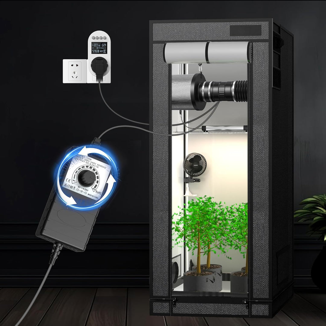 Rohrventilator 100mm, Rohrlüfter 221m³/h, EC Motor Ausgestattet Steckdose mit Timer, Verzögerung, Te