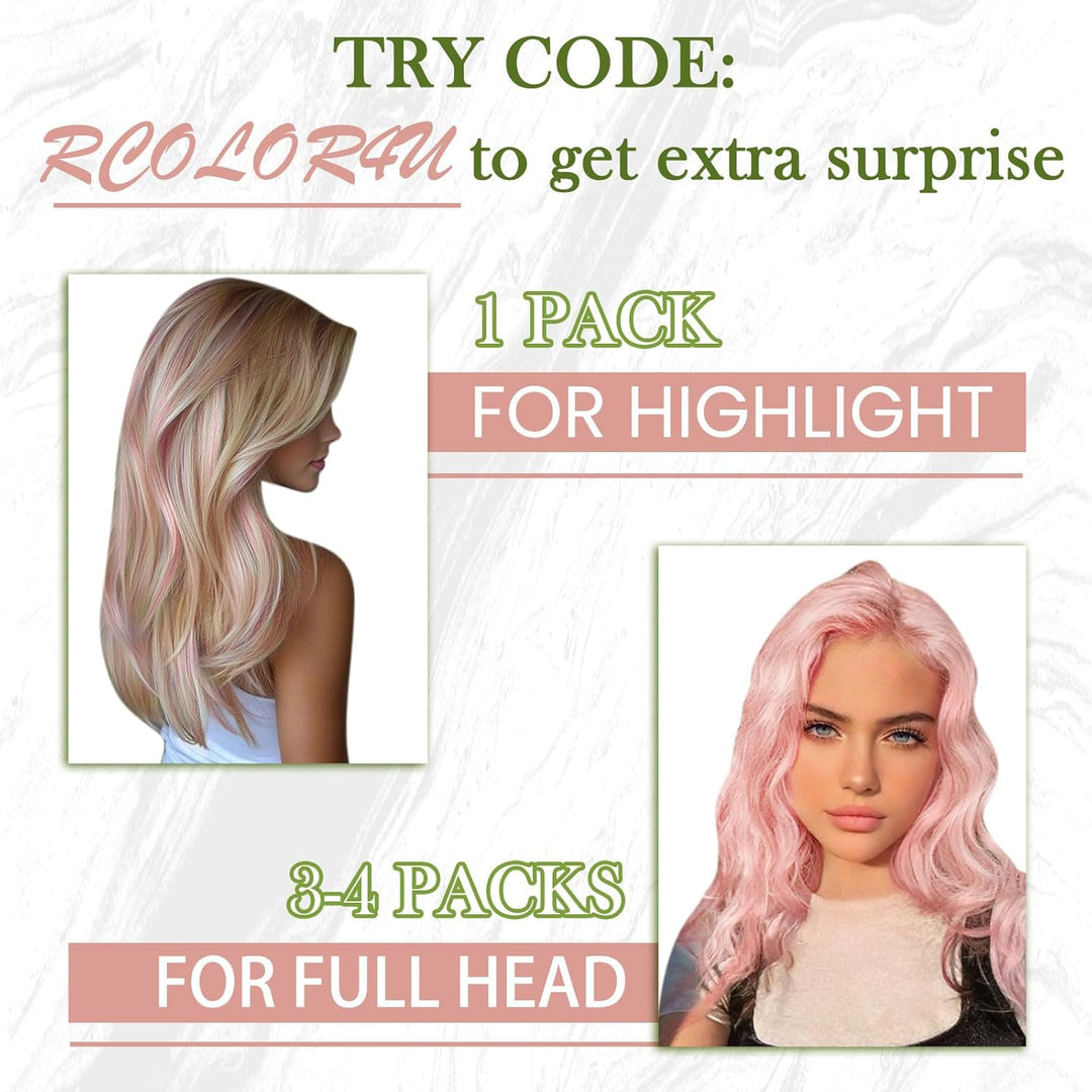 RUNATURE Pink Extensions Tape in Echthaar Bunt 55cm Remy Echthaar Tape in Haarverlangerung Rosa Mens