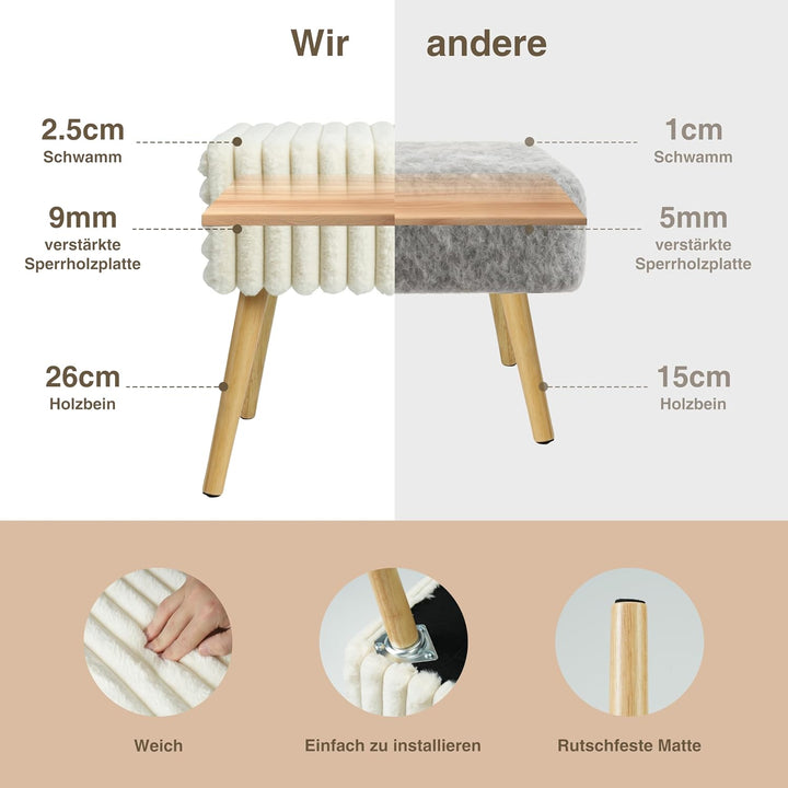 Zedelmaier Sitzhocker Hocker schminktisch Fusshocker Schminkhocker Polsterhocker gepolstert Vanity S