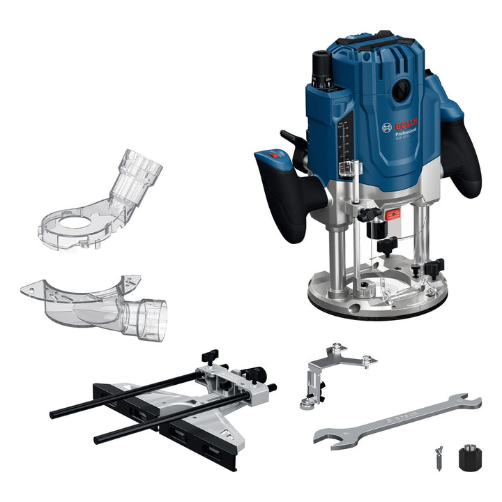 Bosch Professional kabelgebundene Oberfräse GOF 20-12 (inkl. Staubabsaugung,Parallelanschlag,Zentrie