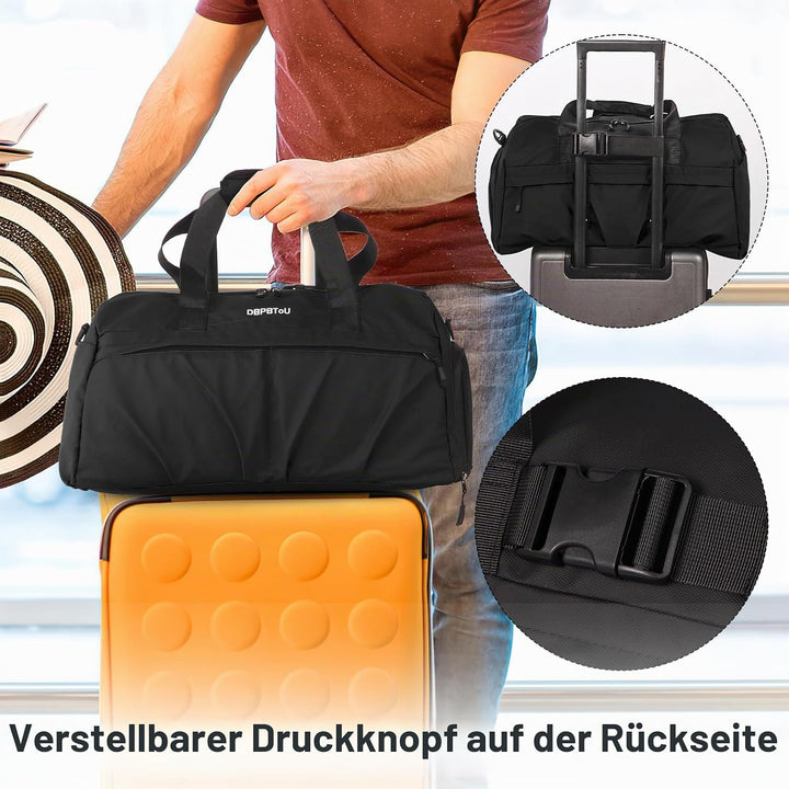 Sporttasche Damen Herren Hartes Material, Reisetasche mit Schuhfach Zwei Belüftungslöchern und Nassf