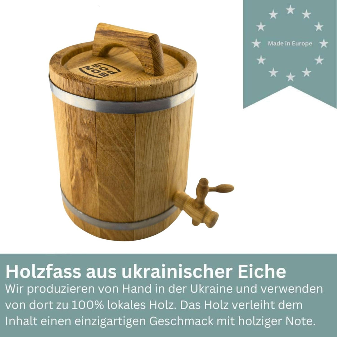 Waldmeister Eichenfass 10L - Holzfass stehend - Weinfass geölt - Whiskyfass