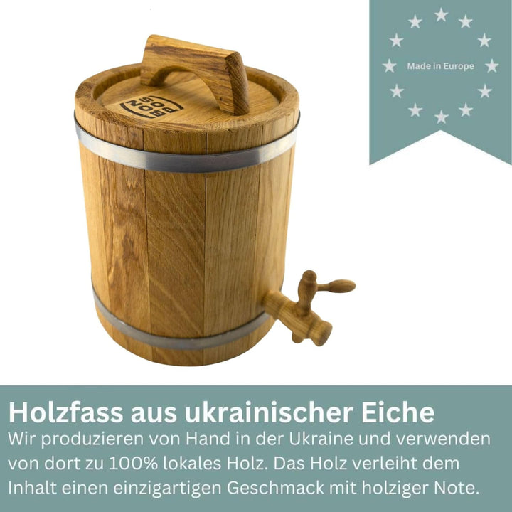 Waldmeister Eichenfass 10L - Holzfass stehend - Weinfass geölt - Whiskyfass