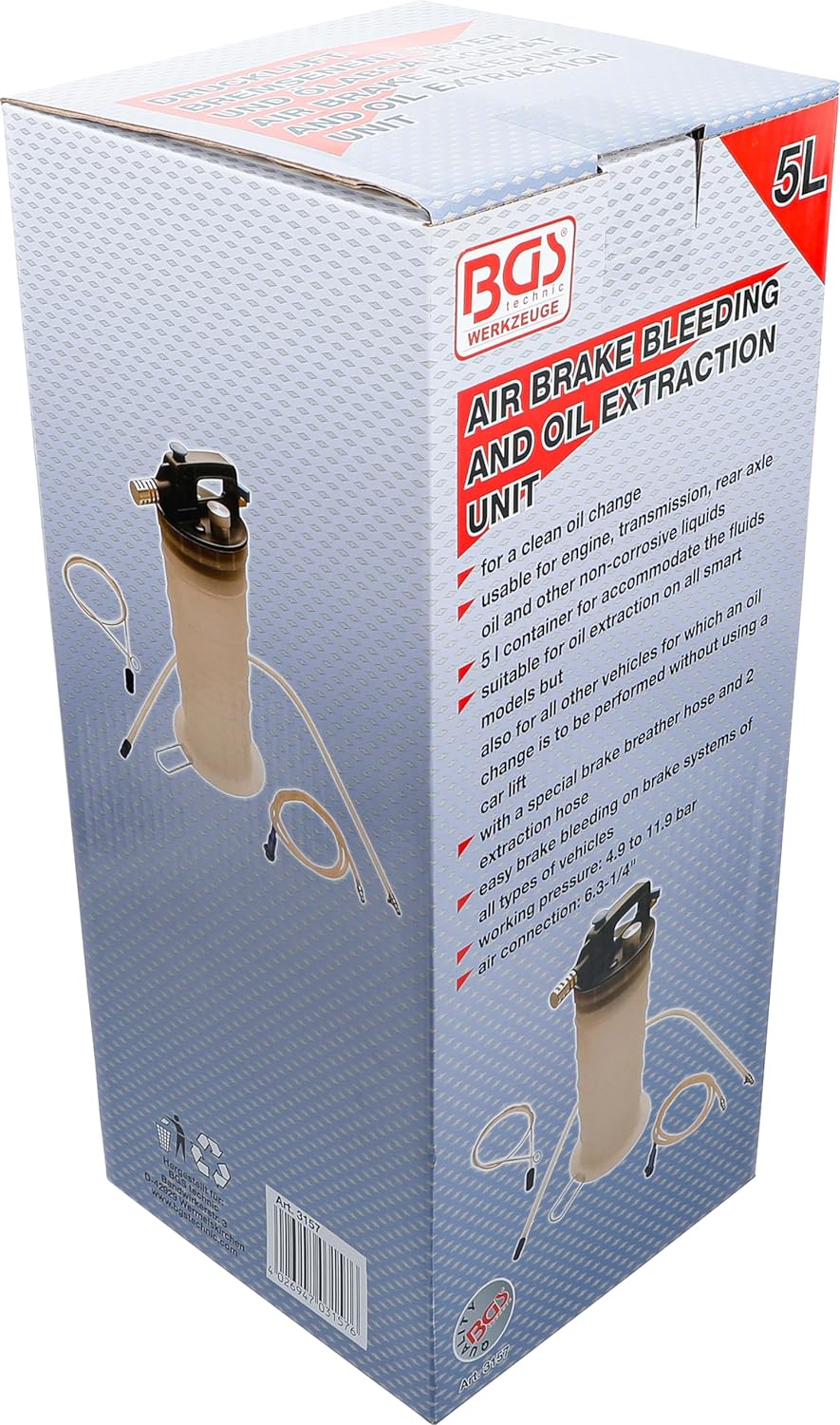 BGS 3157 | Druckluft-Bremsenentlüfter und Ölabsauggerät