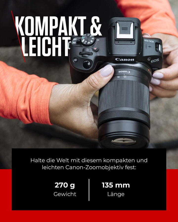 Canon RF-S 55-210mm F5-7.1 is STM Zoombjektiv für APS-C-Kameras der EOS R Serie (3,8-Fach Zoom, 2 UD
