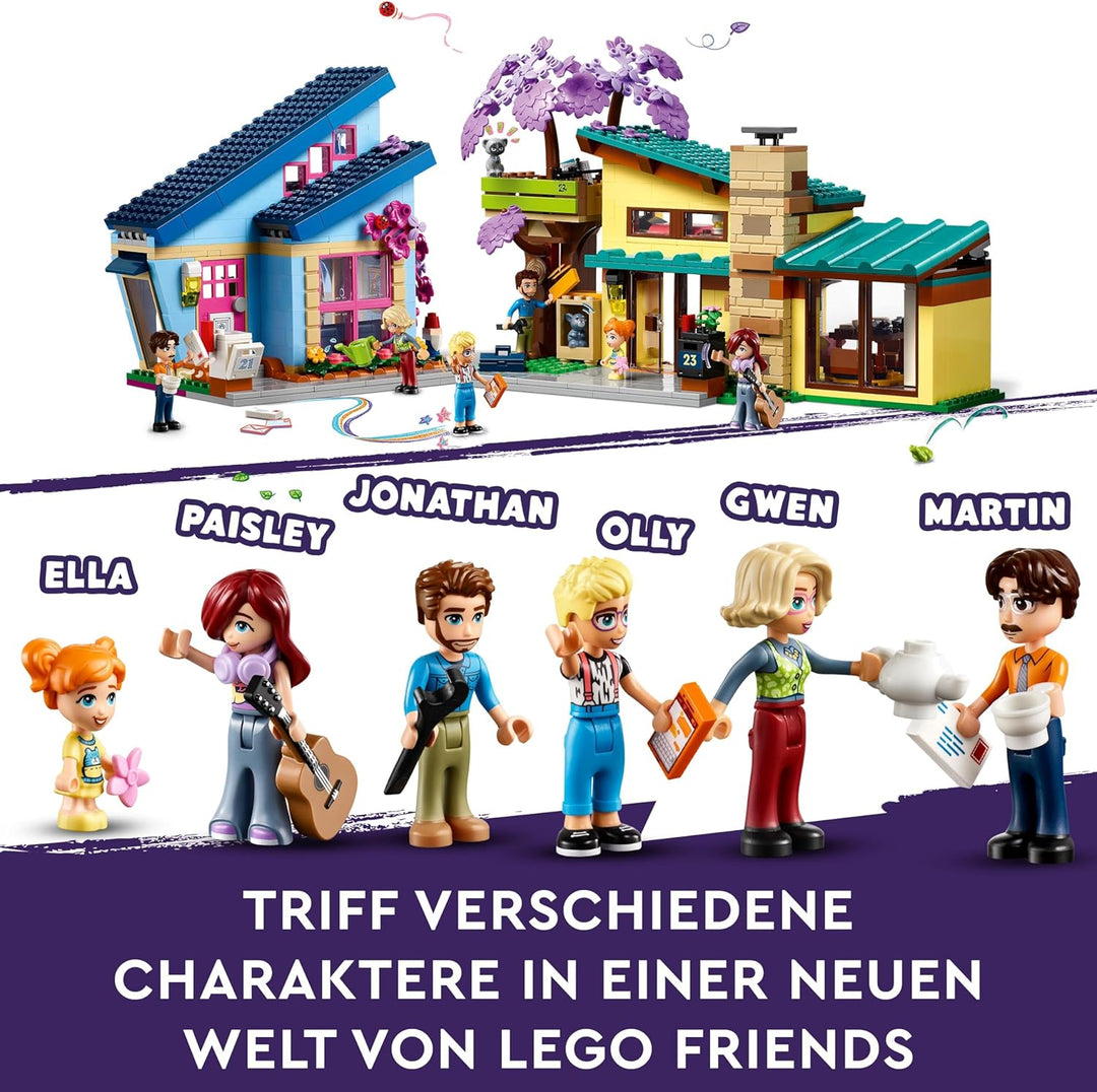 LEGO Friends Ollys und Paisleys Familien Haus, Puppenhaus mit Figuren und Zubehör, Set mit zweistöck