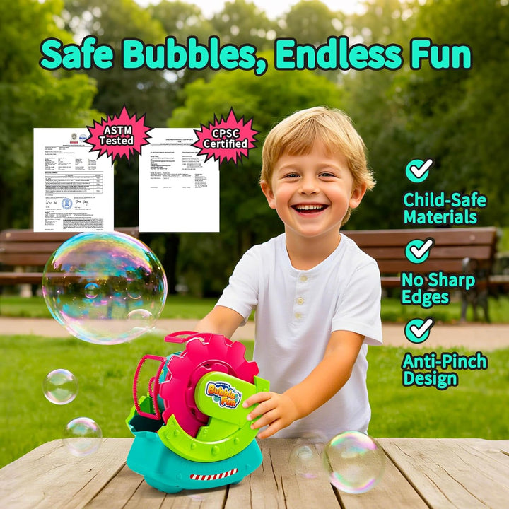 Seifenblasenmaschine für Kinder,Automatischer Blasenmacher mit 236mL Seifenblasenwasser - Machen Ext