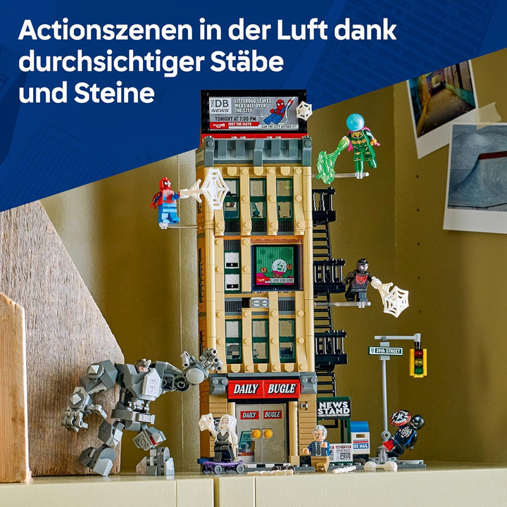 LEGO | Marvel Spider-Man vs. Mysterio: Daily Bugle - Superhelden Spielzeug mit Mech Actionfigur und