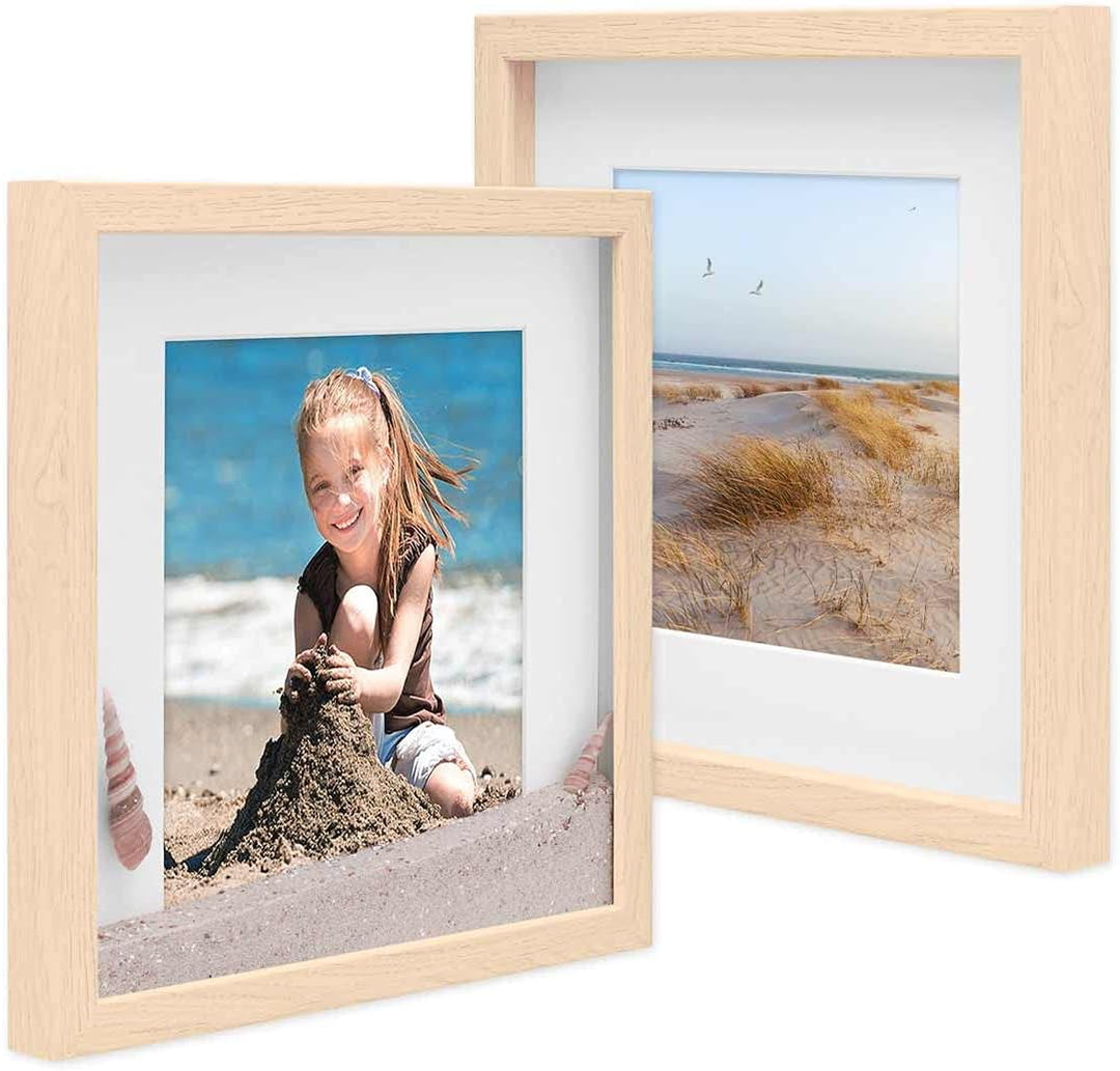 3D-Bilderrahmen zum Befüllen 30x30 cm, Natur, Bilderrahmen tief mit Passepartout, 2er Set Objektrahm