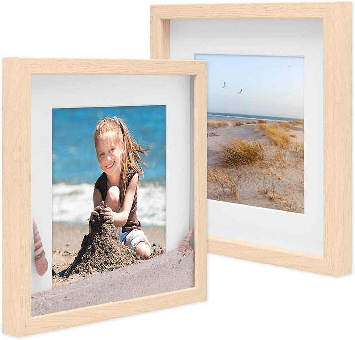 3D-Bilderrahmen zum Befüllen 30x30 cm, Natur, Bilderrahmen tief mit Passepartout, 2er Set Objektrahm
