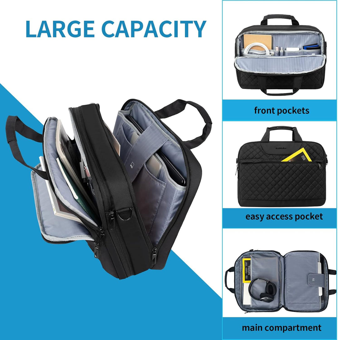 EMPSIGN Laptop Tasche 17 Zoll Laptoptasche für Herren Damen, Wasserdicht Erweiterbare Bussiness Akte