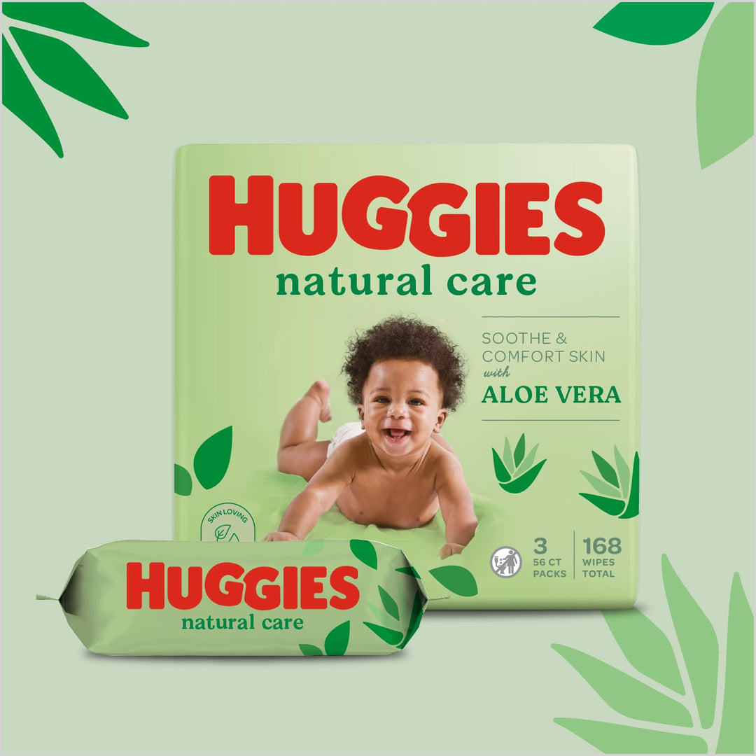 Huggies Natural Care Babytücher, 3 Packungen à 56 Stück (168 Tücher)