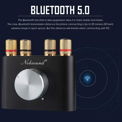 Nobsound Mini Bluetooth 5.0 Digital Power Amplifier HiFi Stereo Verstärker 2.0 Kanal 50W×2 Endstufe