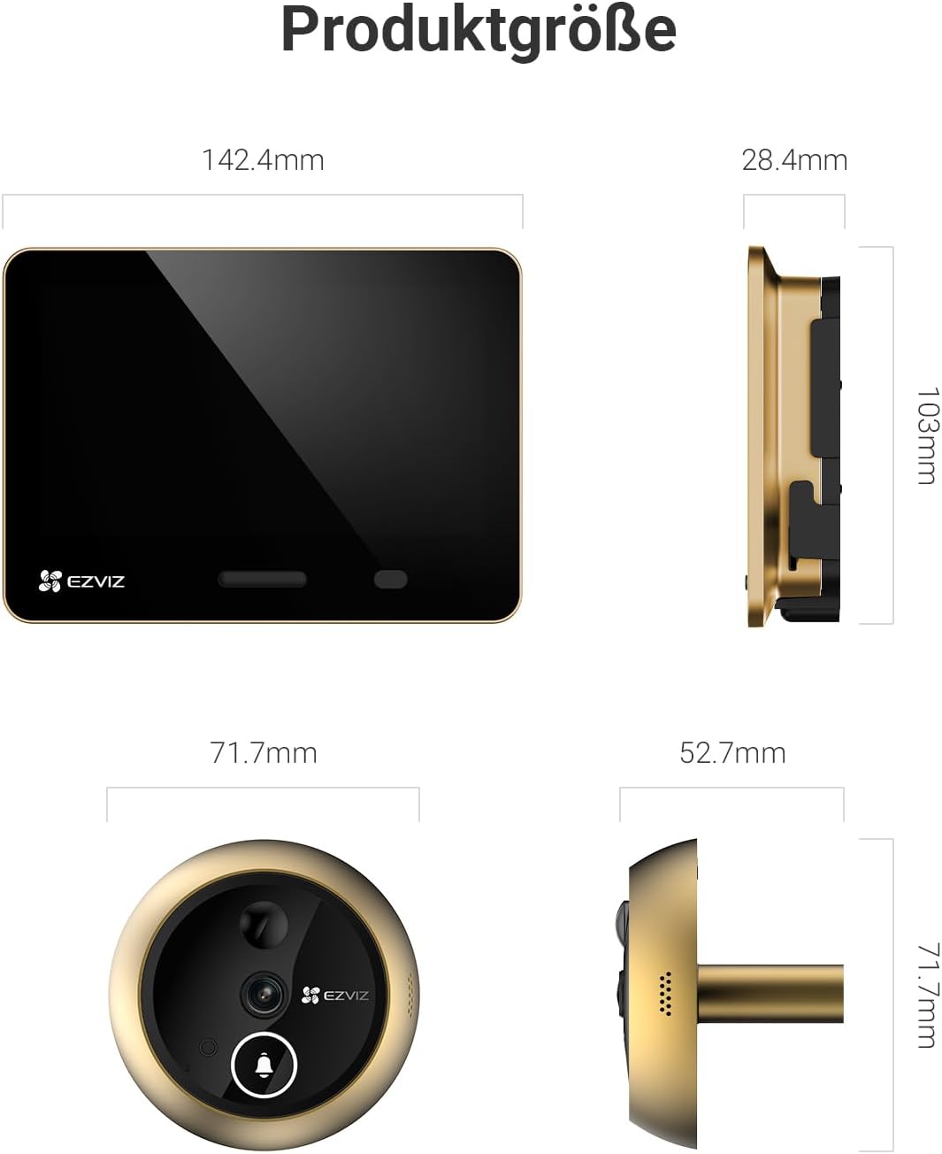 EZVIZ WLAN Türspion mit 5,5-Zoll-Farbbildschirm, 4K Kabellose Video Türklingel Kamera mit 155° Weitw