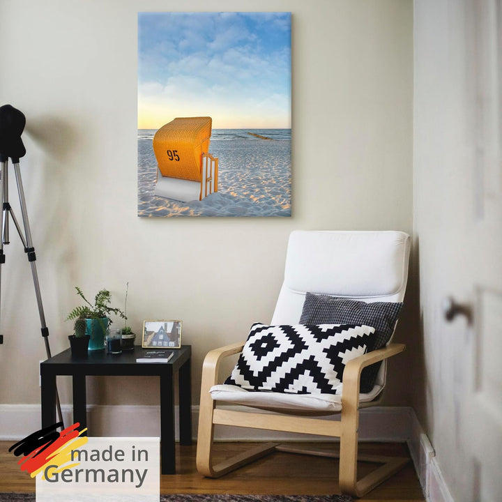 ARTland Leinwandbilder Wandbild Bild auf Leinwand 60x80 cm Strand Meer Strandkorb Küste Ostsee Marit