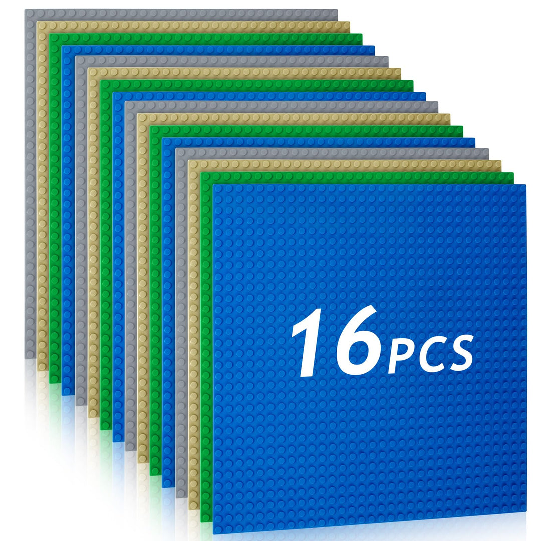 HOTUT Bauplatte Kompatibel mit Meisten Marken, 16 Platten-Set Classic Bausteine Grundplatte 25.5 * 2