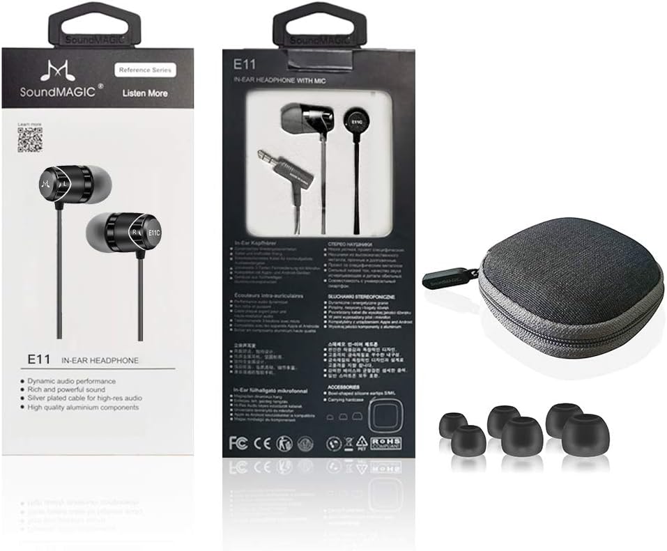 SoundMAGIC E11 High-Fidelity In-Ear Headphones with Soundproof Noise Reduction, Headset Schwarz, Sch