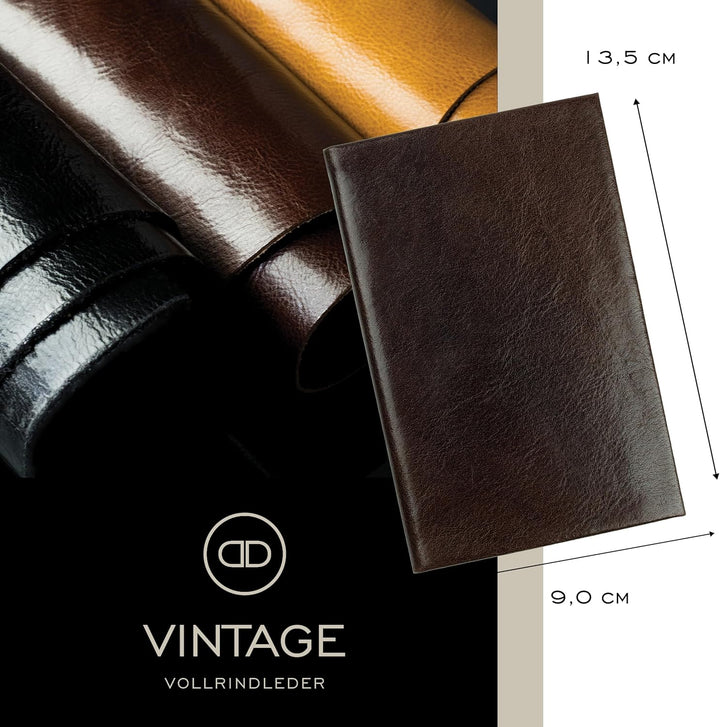 DELMON VARONE - Personalisierbares Adressbuch DIN A7 gebunden mit A-Z Register Anilin Vintage Premiu