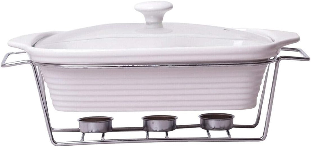 4BIG.fun Speisewärmer aus Keramik 2 L Chafing Dish Buffet-Set Keramik-Chafer Buffetwärmer Warmhalteb