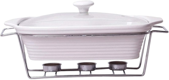 4BIG.fun Speisewärmer aus Keramik 2 L Chafing Dish Buffet-Set Keramik-Chafer Buffetwärmer Warmhalteb