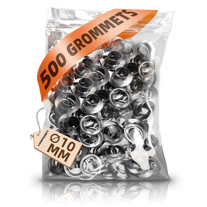 HAPDEN Ösen Set 10mm - [500 Stück] Passend für die HAPDEN Ösenzange - Ösen [Innen-Ø 10mm] ideal für
