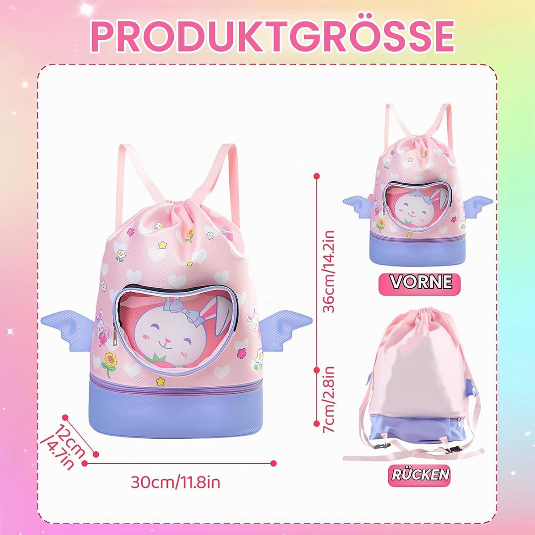Schwimmrucksack Wasserdicht Kinder, Strandrucksack mit Trennung Schuhfach, Schwimmtasche Kinder mit