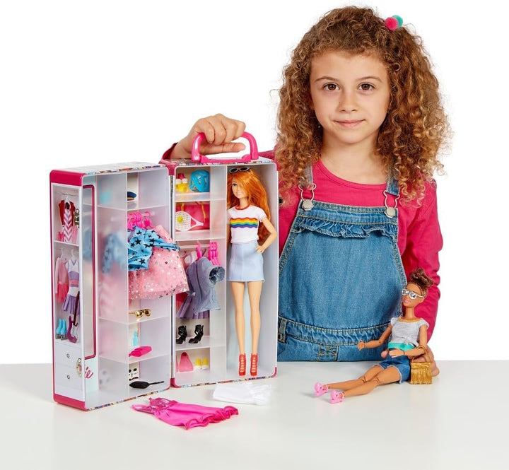 Theo Klein 5801 Barbie Schrankkoffer Kleiderstangen und Fächern, Spielzeug für Kinder ab 3 Jahren, i