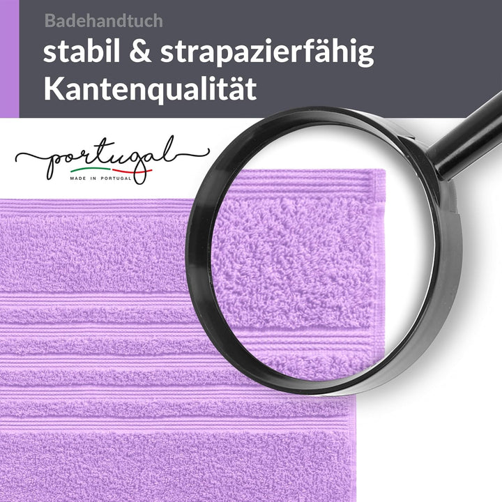 Lashuma Schulter Badehandtuch 100x150 cm Lila - Flieder, London grosses Frottee Handtuch aus 100% Ba