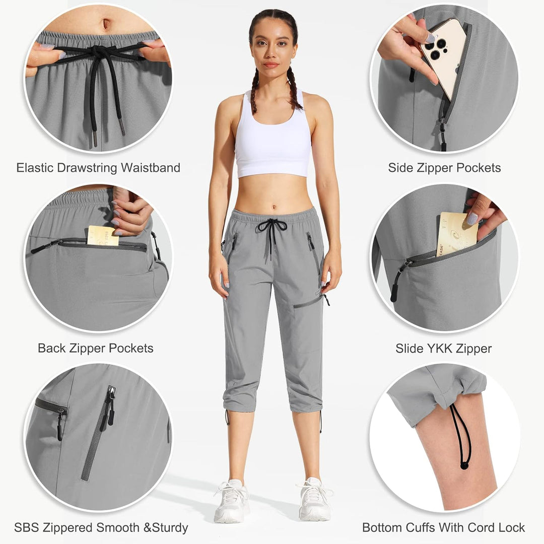 MOCOLY Damen Wanderhose Cargohose Wasserdicht Elastische Outdoorhose Cargo Jogginghose Trekkinghose