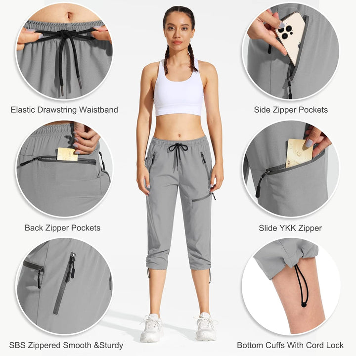 MOCOLY Damen Wanderhose Cargohose Wasserdicht Elastische Outdoorhose Cargo Jogginghose Trekkinghose