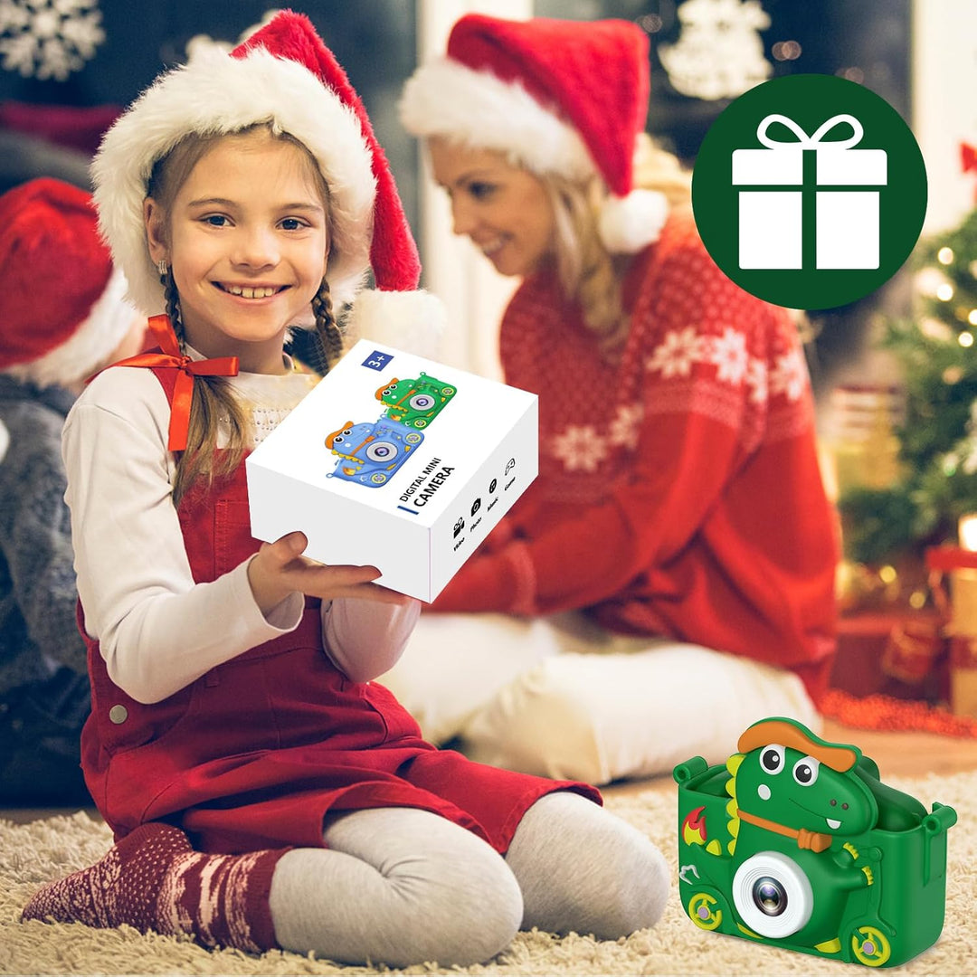 Kinderkamera Dinosaurier, Kinder Kamera 2" Display 1080P, Selfie Digitalkamera Kinder mit 32GB, Foto