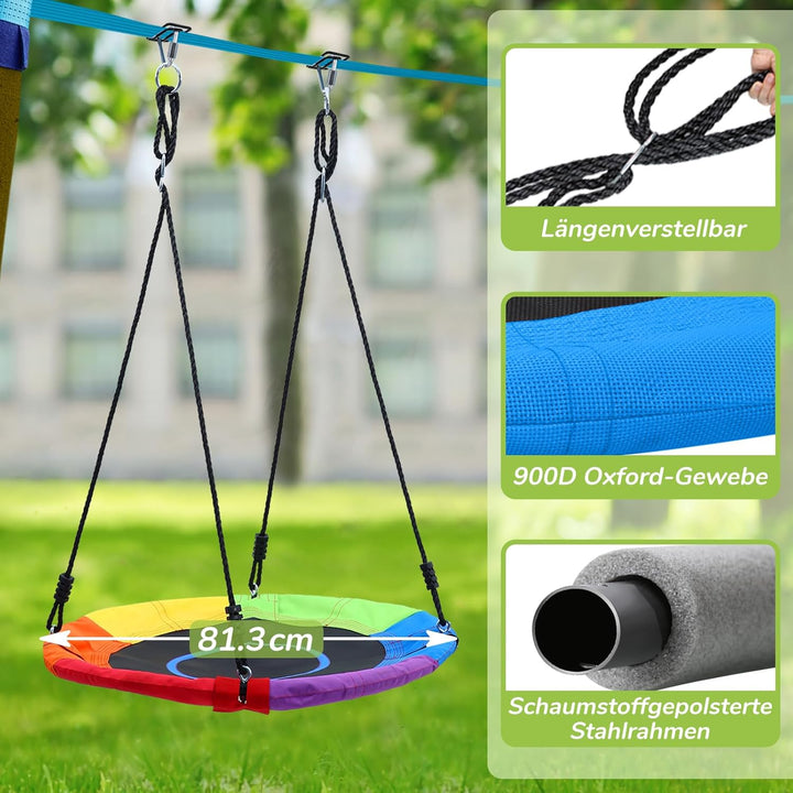 Hapfan 15M Ninja Slackline Kinder Nestschaukel Outdoor Set mit Seilrolle, Ninja Warrior Parcours Kin
