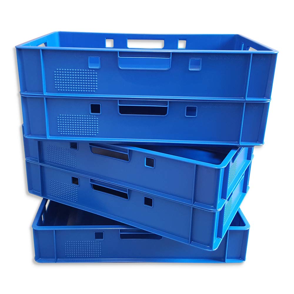 kanister-vertrieb® 5er Set E1-Kiste Eurobox Metzgerkiste Lagerbox 60x40x12,5 cm stabil für Lebensmit