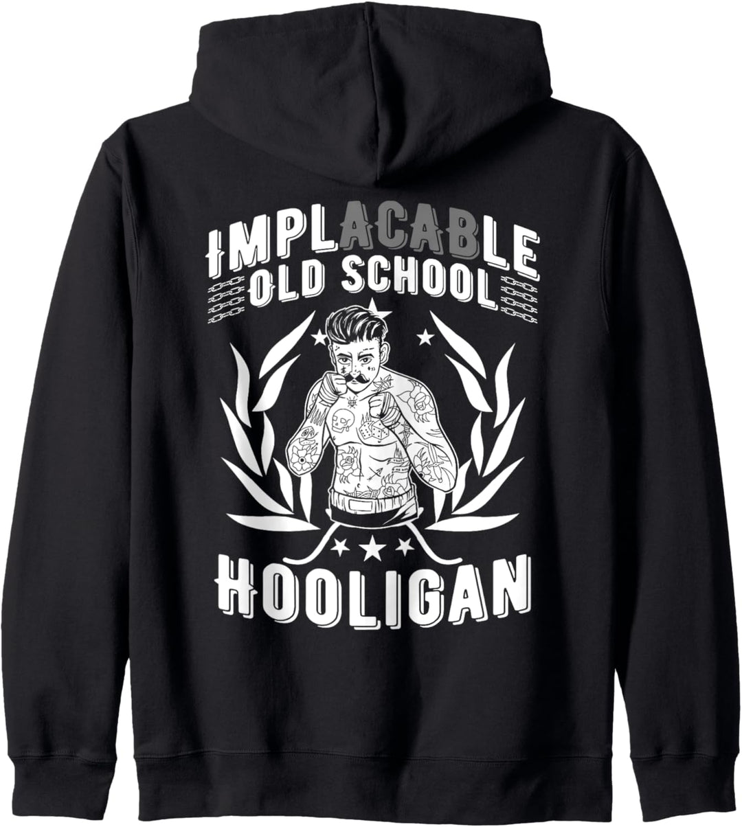 Hooligan Unbeugsam Implacable Old School Boxer MMA Backprint Kapuzenjacke