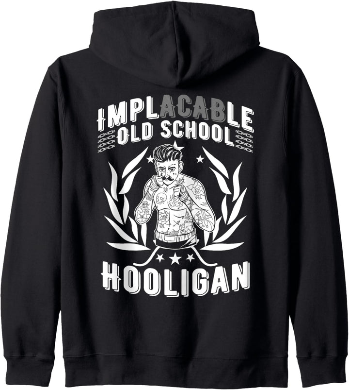 Hooligan Unbeugsam Implacable Old School Boxer MMA Backprint Kapuzenjacke