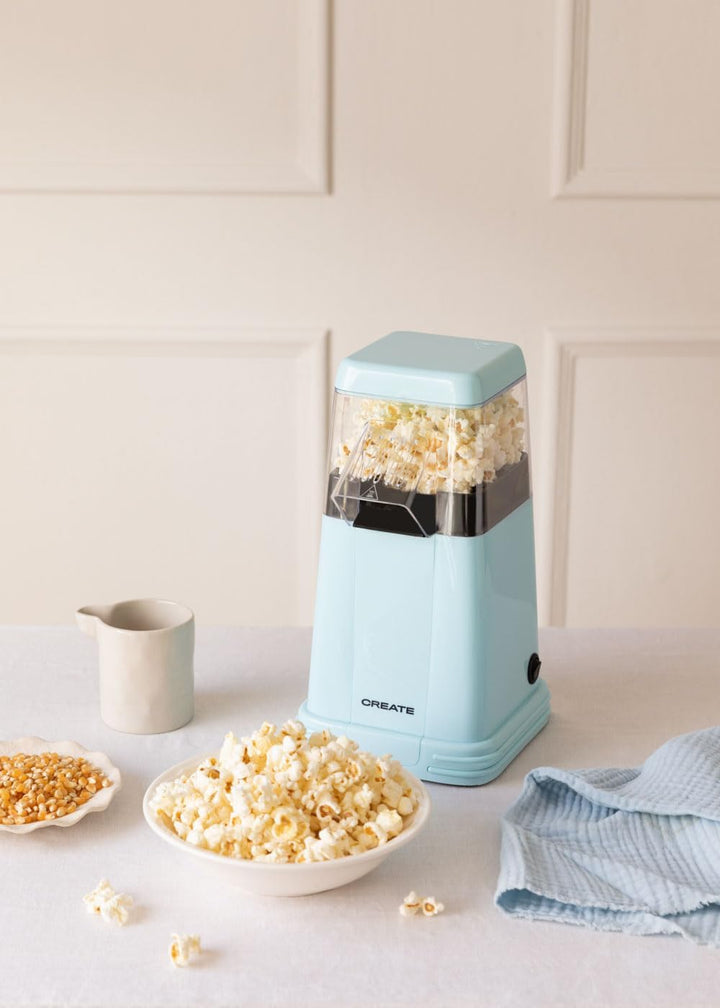 CREATE Popcorn-Maker / Elektrischer Popcorn-Maschine, Blau, matt, ohne Öle oder Fette, leicht zu rei