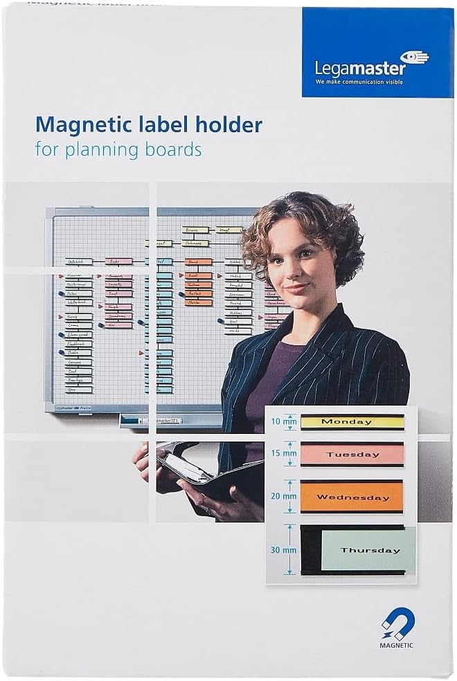 Legamaster 7-450200 Magnetische Etikettenträger für Whiteboards, 63 Stück, 15 x 60 mm, schwarz, 15 x