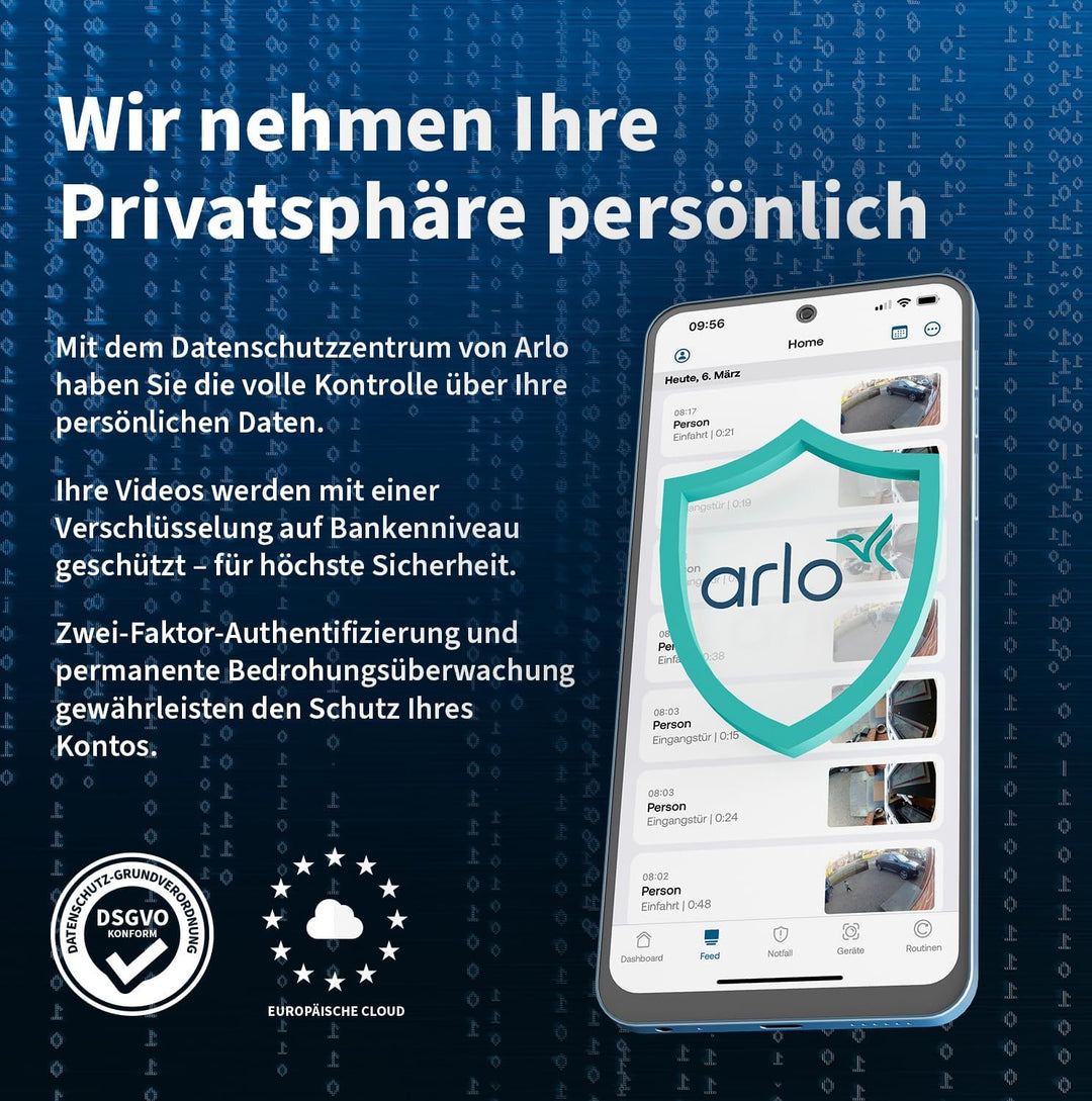 Arlo Ultra 3 Überwachungskamera Aussen WLAN, Kabellos, 4K UHD, KI-Erkennung, Auto-Tracking, Farb-Nac