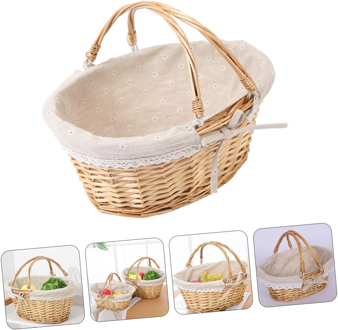 Kisangel Romantischer Blumenkorb für Die Hochzeit Weidenkorb mit Griff für Zuhause Hochzeit Party De