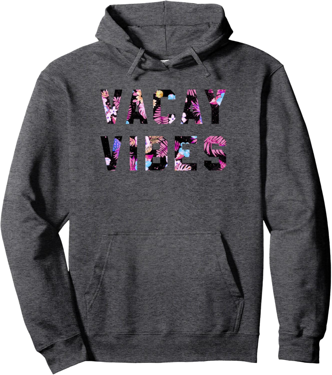 Vacay Vibes Black Floral Print Collegiate Pullover Hoodie