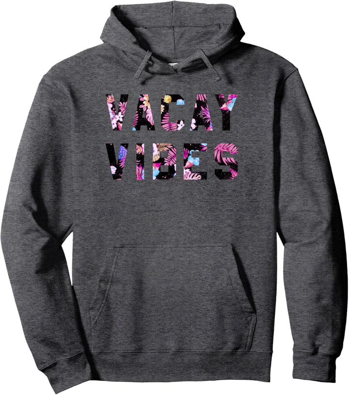 Vacay Vibes Black Floral Print Collegiate Pullover Hoodie