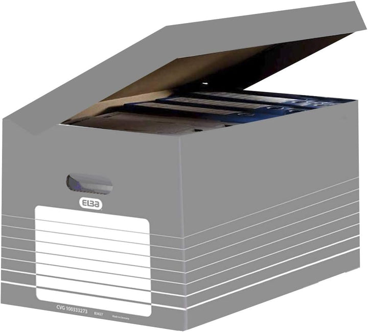 Elba Systemcontainer Tric, 10 Stück, grau mit weissem Druck, 34,5 x 45 x 28 cm Systemcontainer mit K