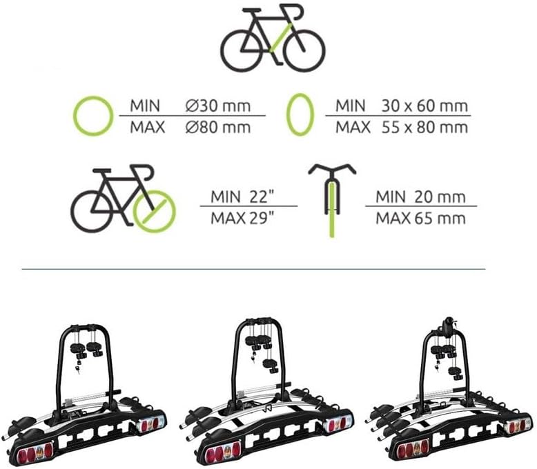 Fahrradträger für 3 Räder für Anhängerkupplung AHK - abklappbar Kupplungsträger mit Schnellkupplung
