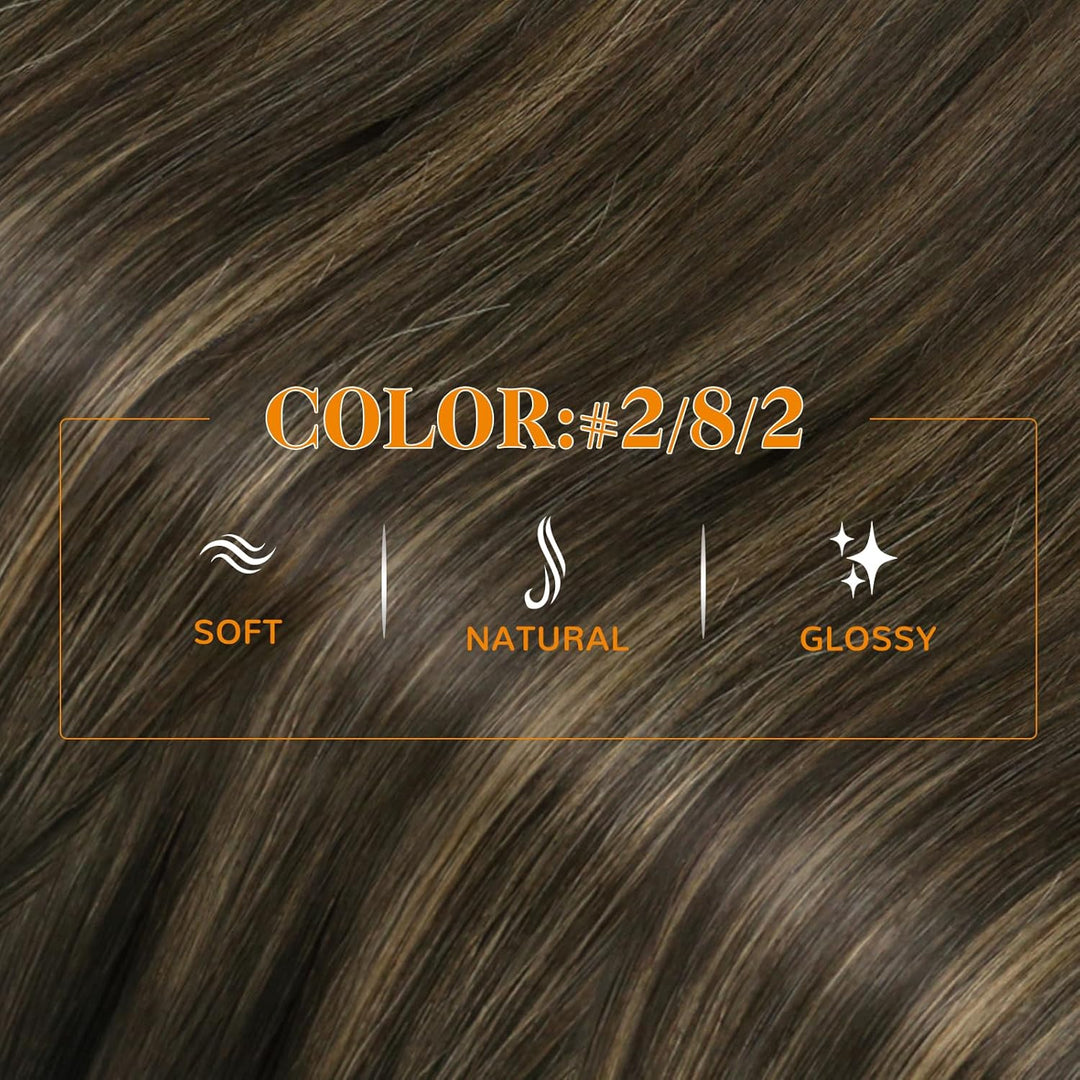 Easyouth Balayage Nanoring Haarverlängerung Echthaar 35 cm Braun Aschbraun und Dunkelstes Braun Misc