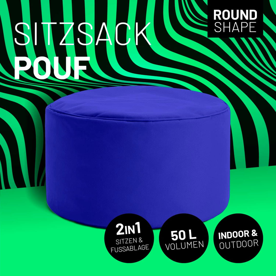 Lumaland Sitzsack Pouf (50 L) | Kompakter Sitzsack mit 3-in-1-Funktion: bequemer Hocker, praktisches