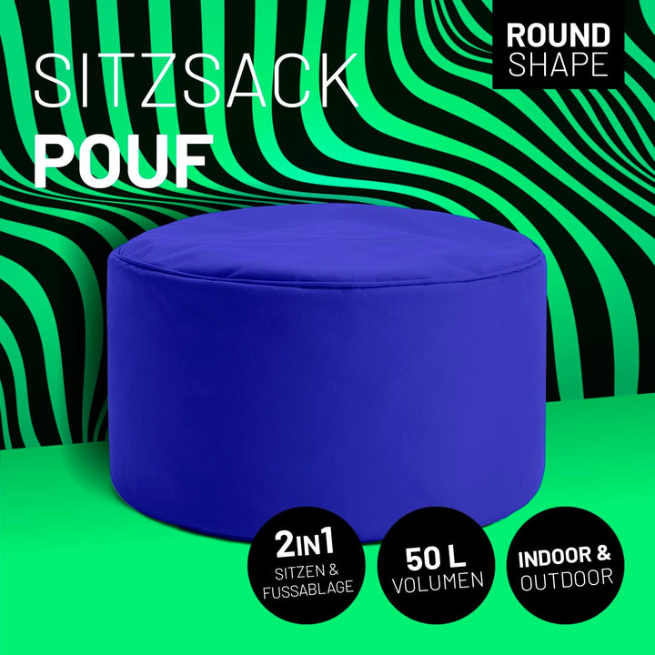 Lumaland Sitzsack Pouf (50 L) | Kompakter Sitzsack mit 3-in-1-Funktion: bequemer Hocker, praktisches
