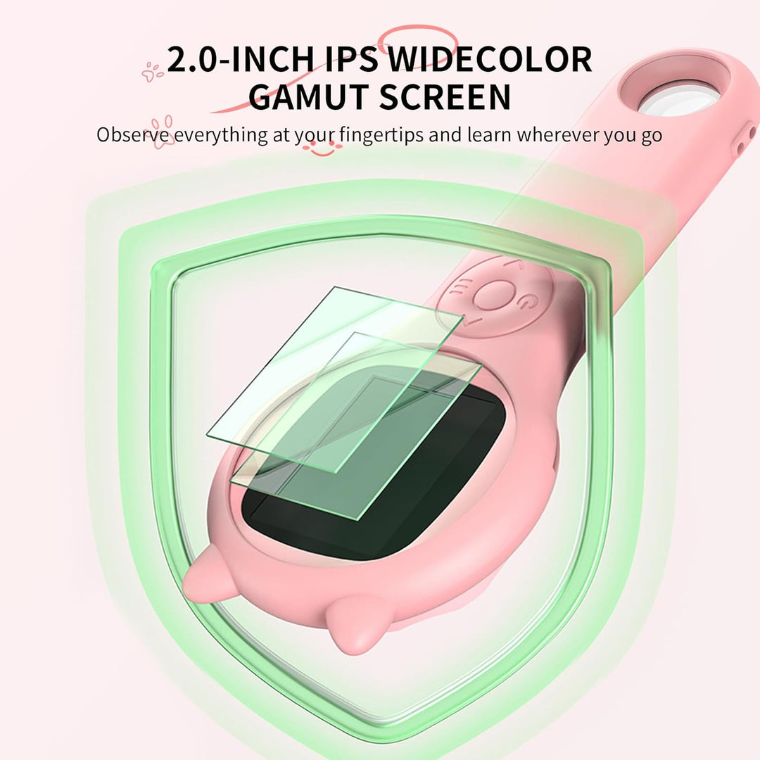 Ashfly Handheld mikroskop für Kinder, 2,0" IPS-Bildschirm 200X tragbares Taschenmikroskop für Kinder